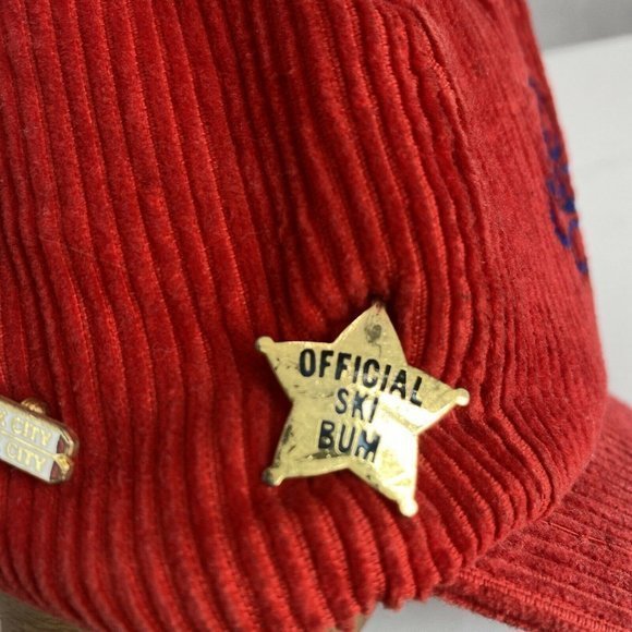 VTG 80s ski park city Utah corduroy hat RED RARE - Picture 10 of 12